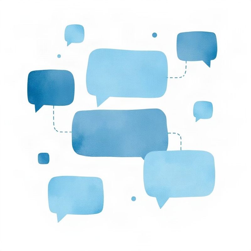 Fluxos de conversa e nós de trabalho em ilustração abstracta minimal-ui